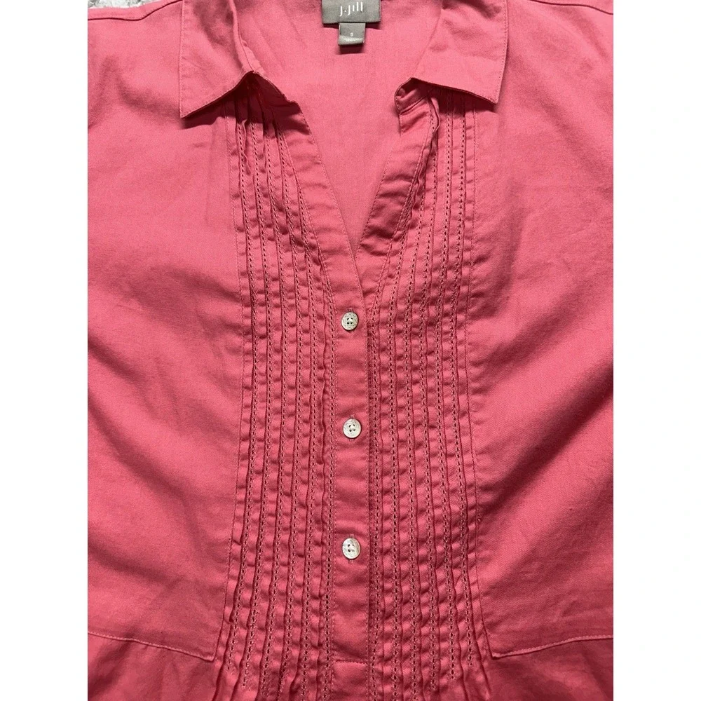 J.‎ Jill Blouse Small Pull Over Top Flowy Oversized Tunic Pink Peasant Cotton - Picture 8 of 10